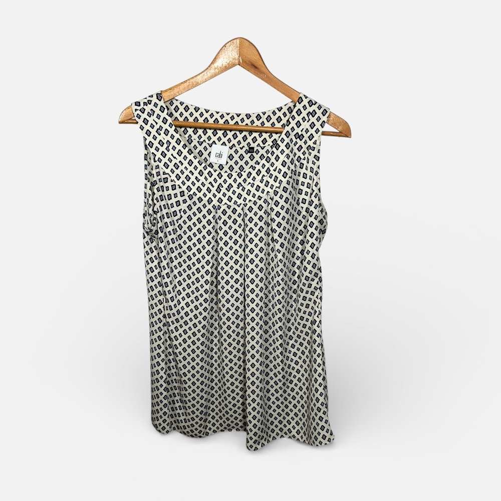 CAbi Cleo Diamond Print sleeveless Tunic - Size Large
